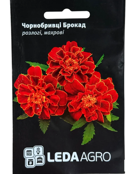 Насіння Чорнобривці розлогі, Брокад червоні 0,2 г (ЛАН)